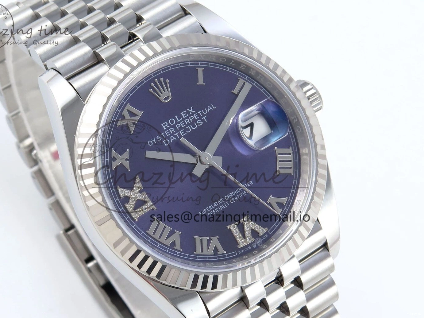 Purple Roman Edition 36 Diamonds DateJust on Bracelet A3235 Dial Jubilee Best EWEF 126234 0218